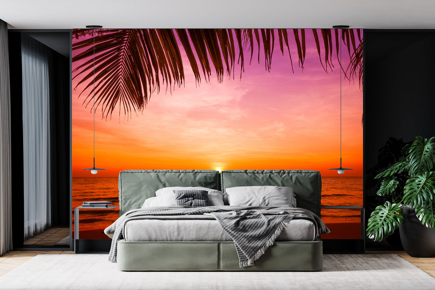 Palm Leaf and Beach Customised Wallpaper