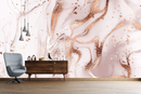 Light Pink and Golden Marble Effect Wallpaper