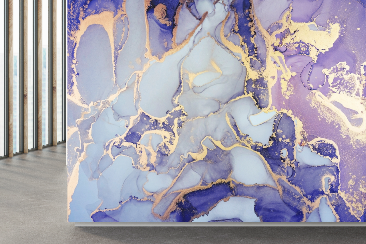 Purple and Blue Marble Effect Wallpaper