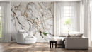 White Black Abstract Marble Effect Wallpaper