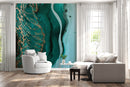 Peacock Green Marble Effect Wallpaper