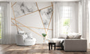 White Grey Golden Lines Marble Effect Wallpaper