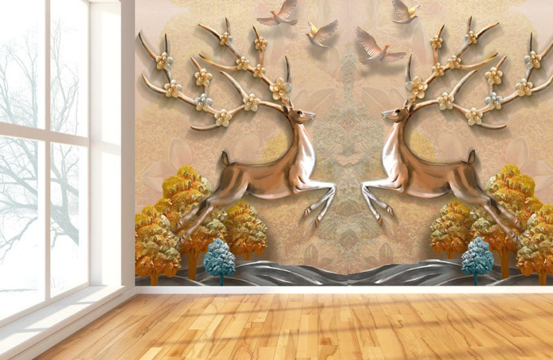 Two Deer Reflection Wallpaper