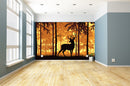 Orange Black Landscape Deer Wallpaper