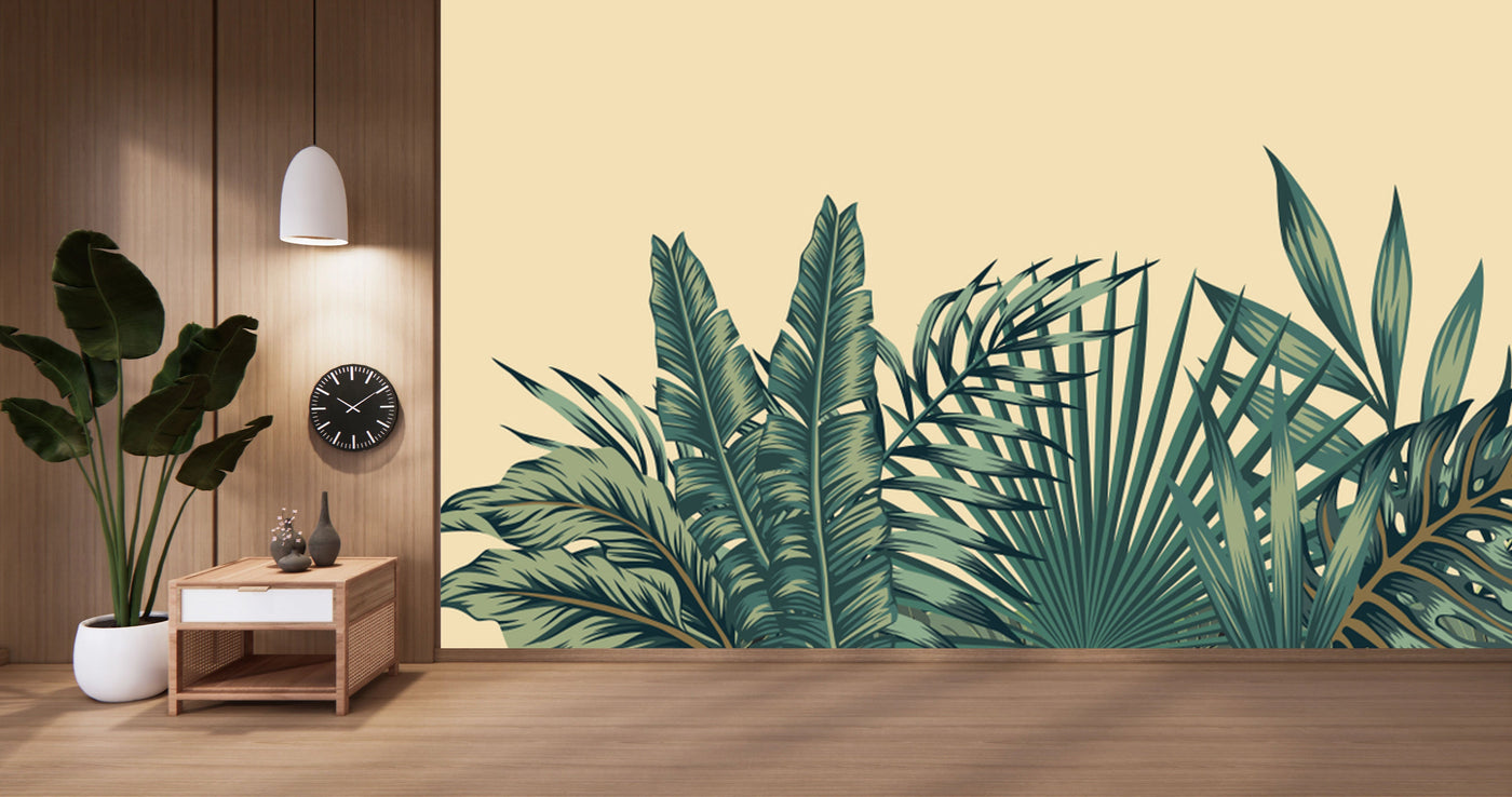 Pastel Pink Green Tropical Wallpaper