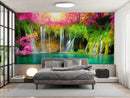 Customize Beautiful Waterfall In Pink Nature Wallpaper