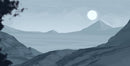 Moon in mountains Painting Wallpaper
