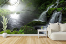 Customize Beautiful Waterfall In Green Jungle Wallpaper