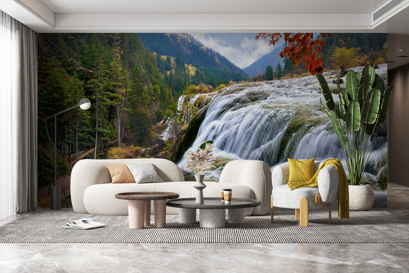 Customize Beautiful Waterfall Wallpaper In Green Land