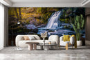 Customize Beautiful Waterfall In Dense Forest Wallpaper