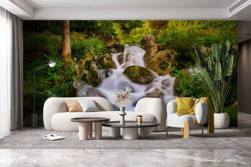 Customize Beautiful Waterfall In Jungle Wallpaper