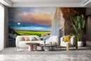 Customize Beautiful Waterfall Mountain With Sky Wallpaper
