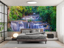 Customize Beautiful Green Trees With Waterfall Wallpaper