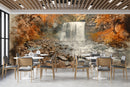 Customize Beautiful Waterfall In Orange Nature Wallpaper