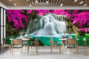 Customize Beautiful Waterfall From Mountain With Flower Pickle Wallpaper