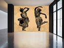 Classical Dancers Black Beige Wallpaper