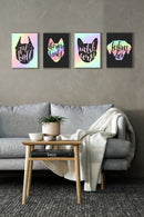 Dog Faces Silhouette Wall Art, Set Of 4