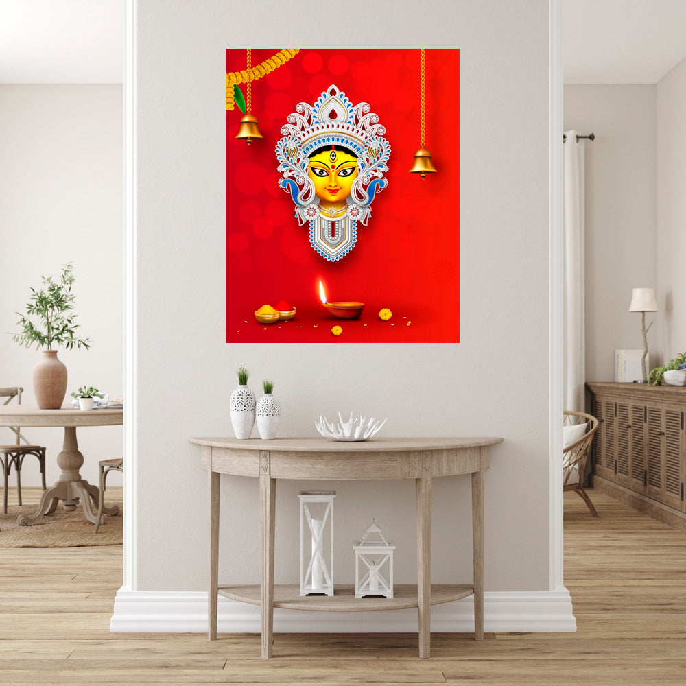 Durga In Silver Jewellary Self Adhesive Sticker Poster
