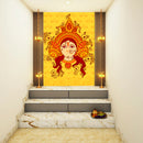 Durga Art In Yellow Self Adhesive Sticker Poster