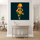 Durga In Green Saree Self Adhesive Sticker Poster