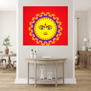 Durga Art In Round Shape Self Adhesive Sticker Poster
