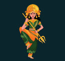 Durga In Green Saree Self Adhesive Sticker Poster