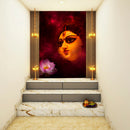 Durga Face In Red Shade Self Adhesive Sticker Poster