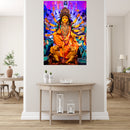 Durg In Orange Saree Self Adhesive Sticker Poster