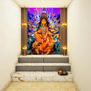 Durg In Orange Saree Self Adhesive Sticker Poster