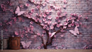 Delightful Butterflies Floral Brick Wallpaper