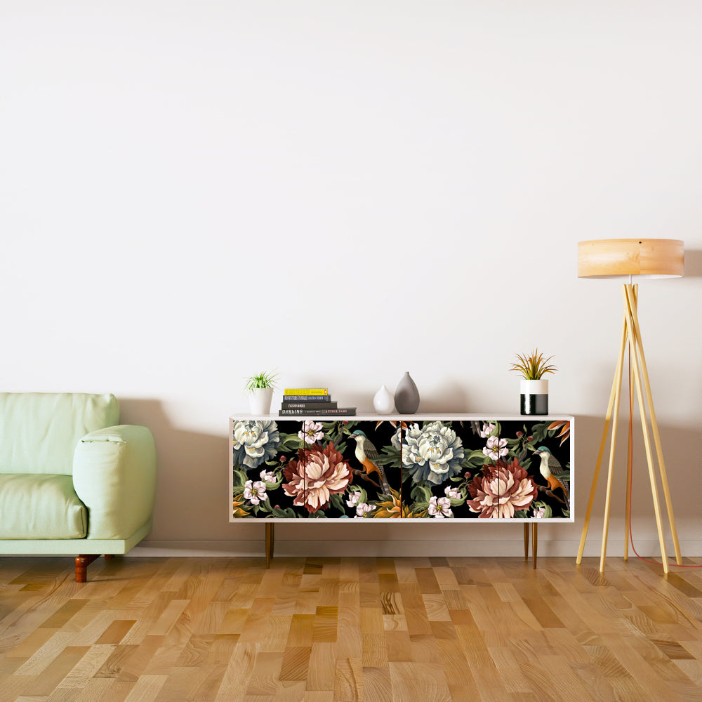 Colourful Rose Art Design Self Adhesive Sticker For Cabinet
