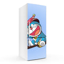 Doremon On Broom Self Adhesive Sticker For Refrigerator