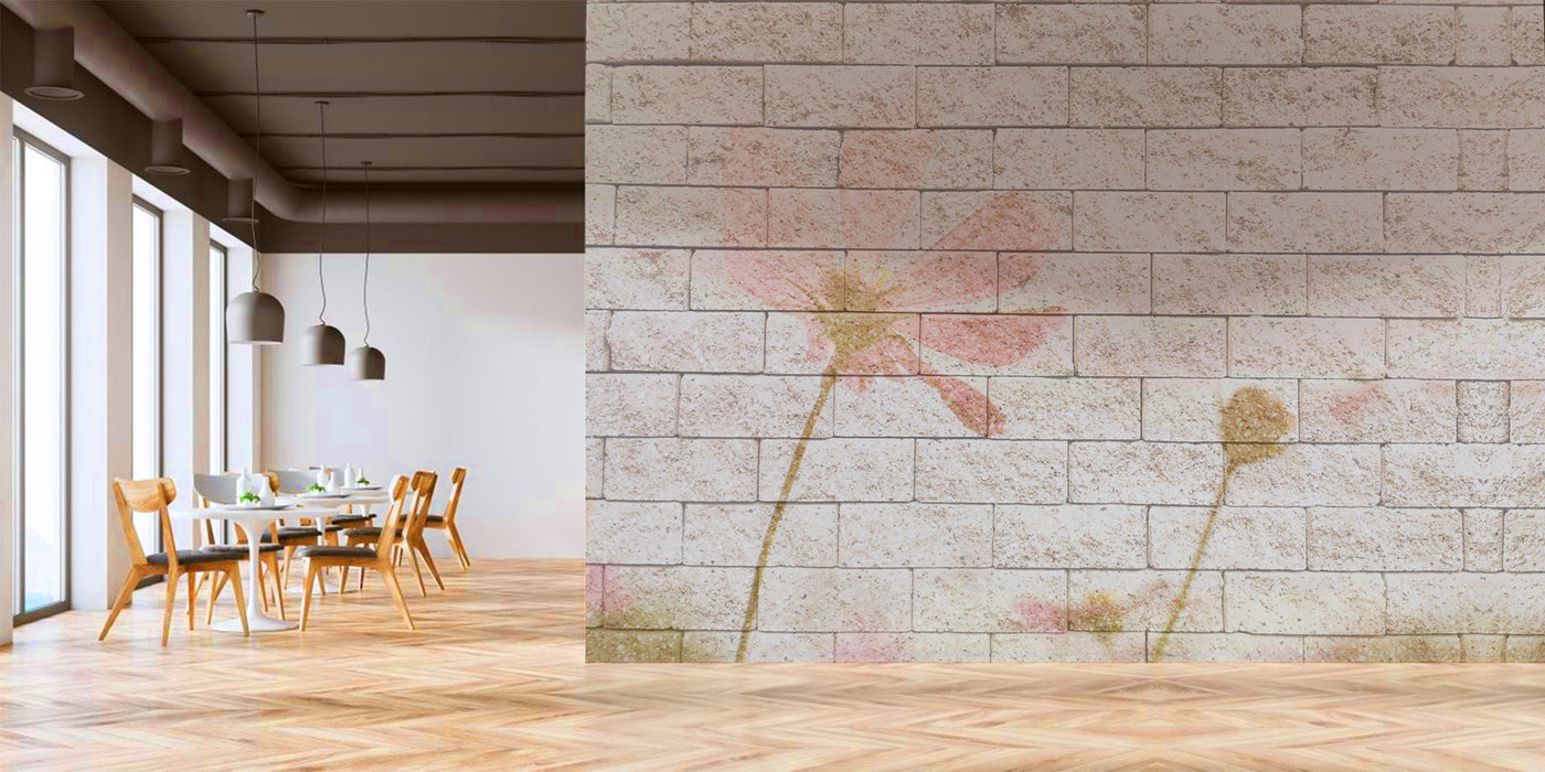 Floral Texture Brick Wallpaper