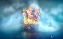 Ganpati With Smoke Background Self Adhesive Sticker Poster