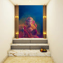 Ganpati In Blue Background Self Adhesive Sticker Poster