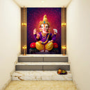 Ganpati With Golden Mukut Self Adhesive Sticker Poster