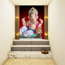 Beautiful Sitted Ganpati Painting Self Adhesive Sticker Poster