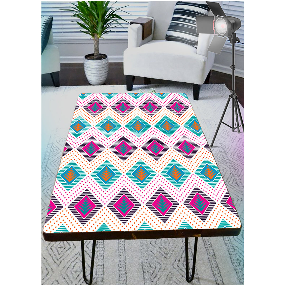 Leafs In Diamond Shape Art Self Adhesive Sticker For Table