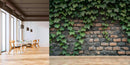 Green Leaves Pattern Brick Wallpaper