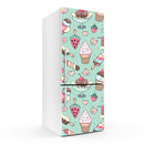 Ice Cream On Blue Art Self Adhesive Sticker For Refrigerator