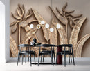 Wooden Textured Leaves Custimised Wallpaper for wall