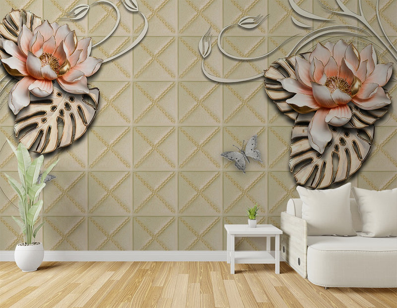 Pink Rose, Butterfly wall covering