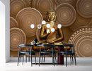 Circular Background Copper Finish Lord Buddha wallpaper