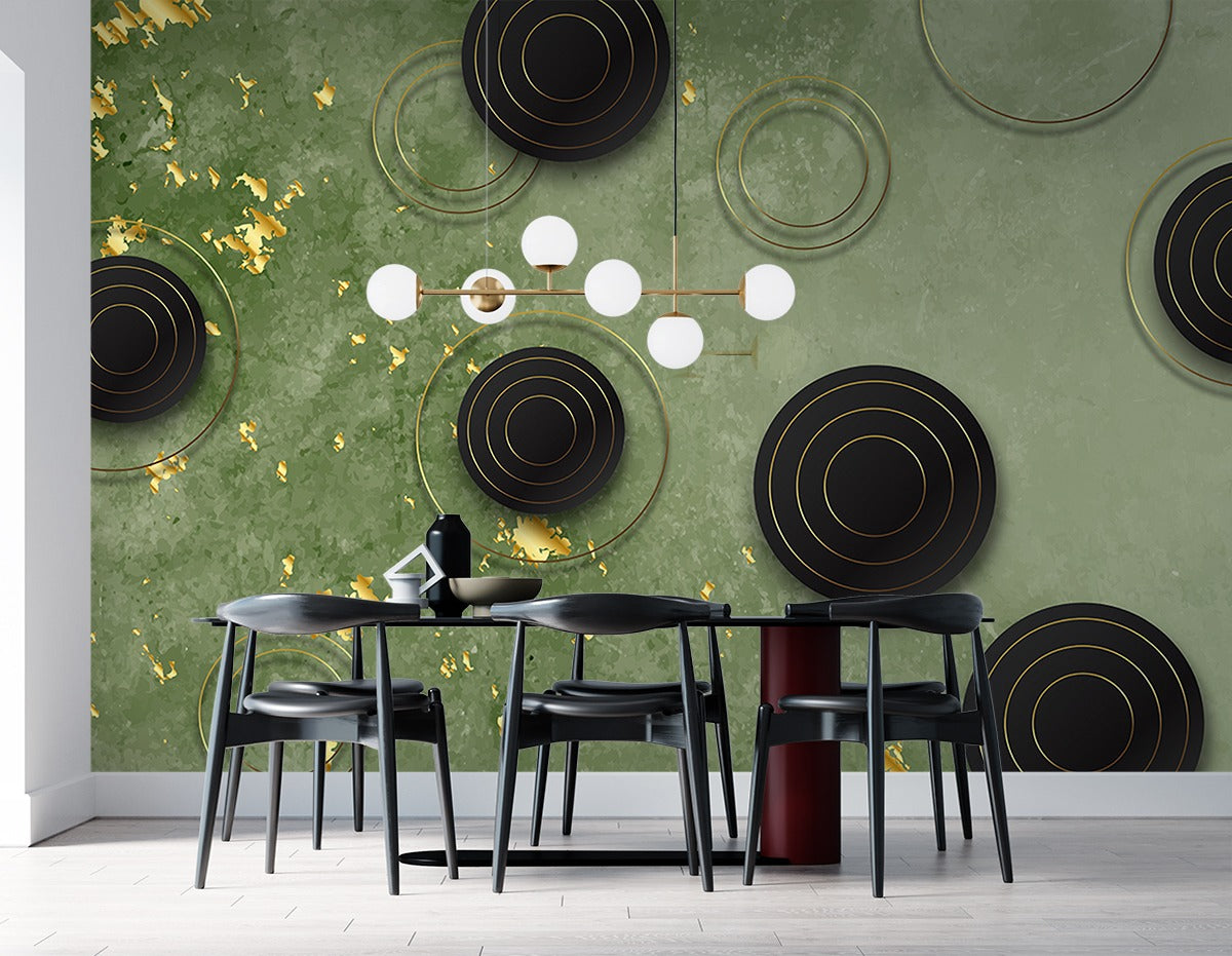 Black and Golden Circles wallpaper for wall