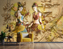 3D stone lady mural wallpaper