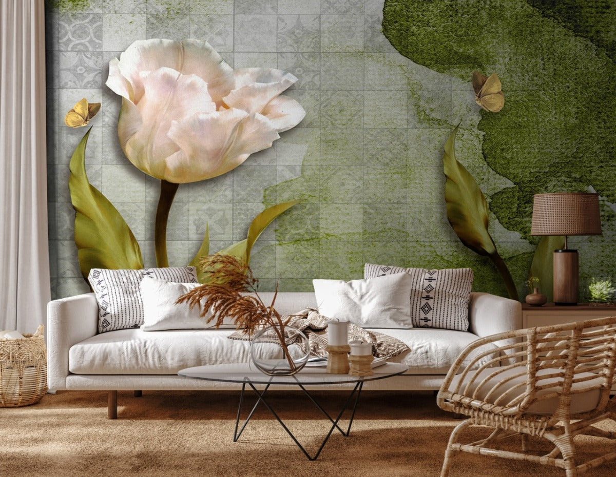 White Flower Customised wallpaper for wall
