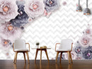 Beautiful 3D White and Grey Roses wallpaper for wall