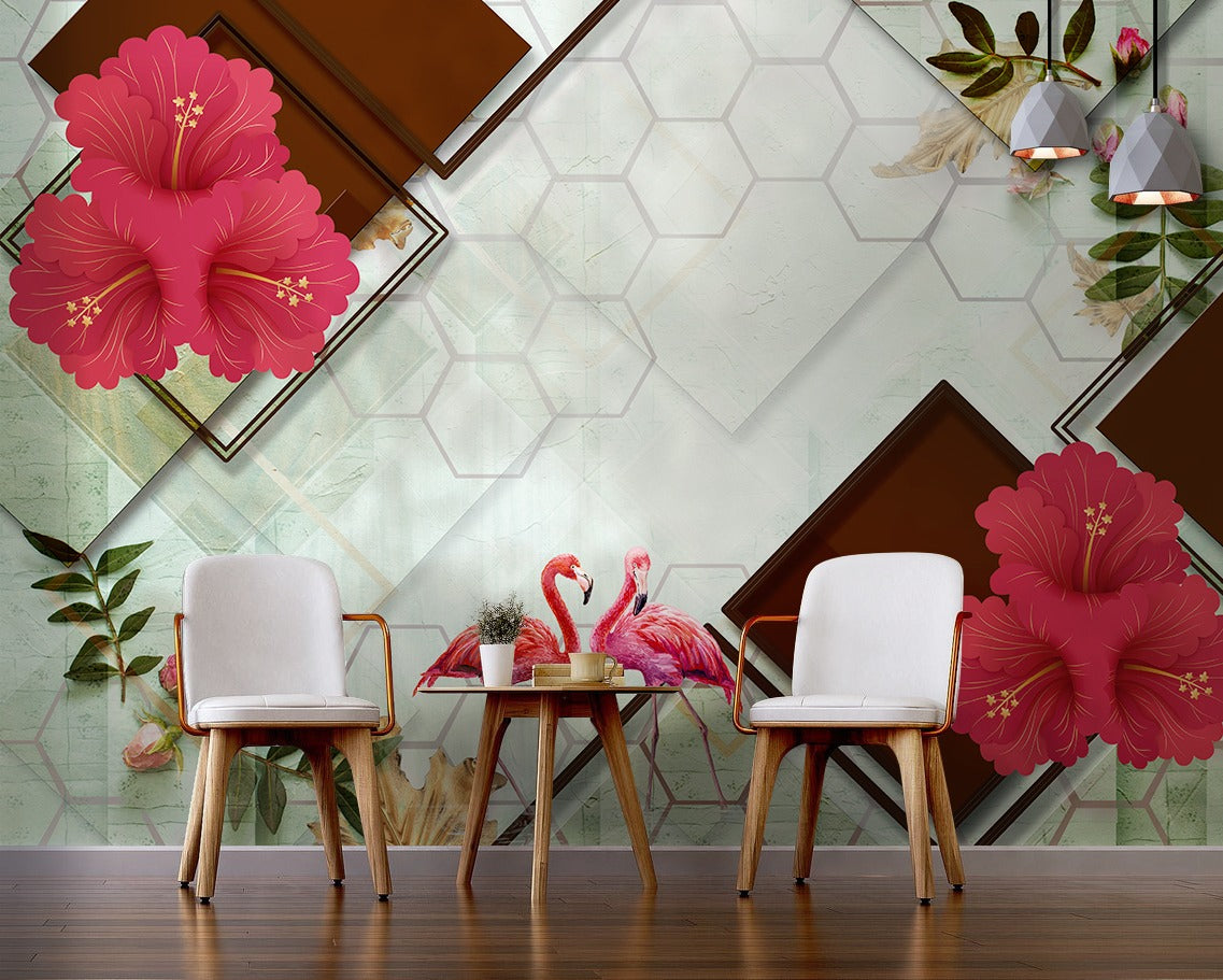 Red Hibiscus Flower wallpaper for wall