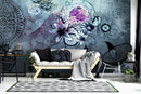 3D Blue Flowers Painting  Wall-cover