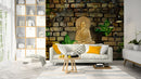 Buddha Sitting In Black & Gold Bricks Wallpaper for wall